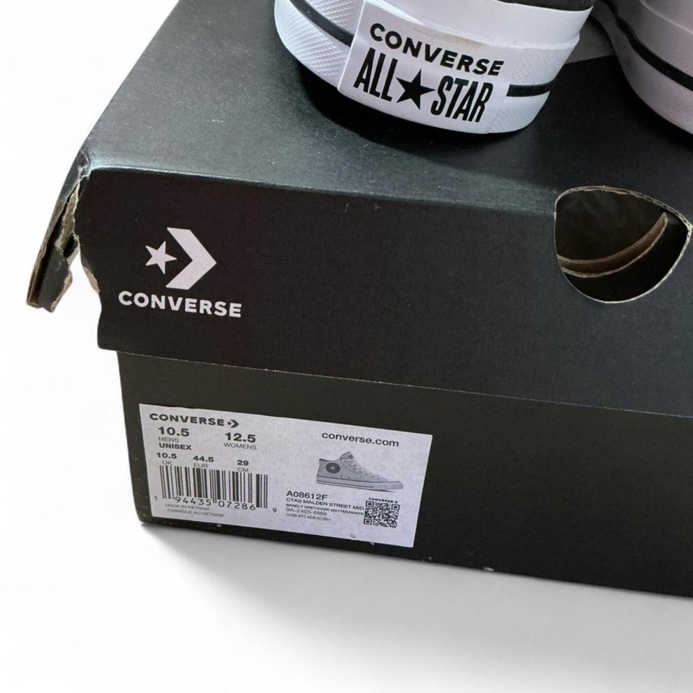 Converse All Star Mid Top Shoes Sneakers Light Grey Mens 10.5 US 44.5 EU NEW BOX - Picture 3 of 6